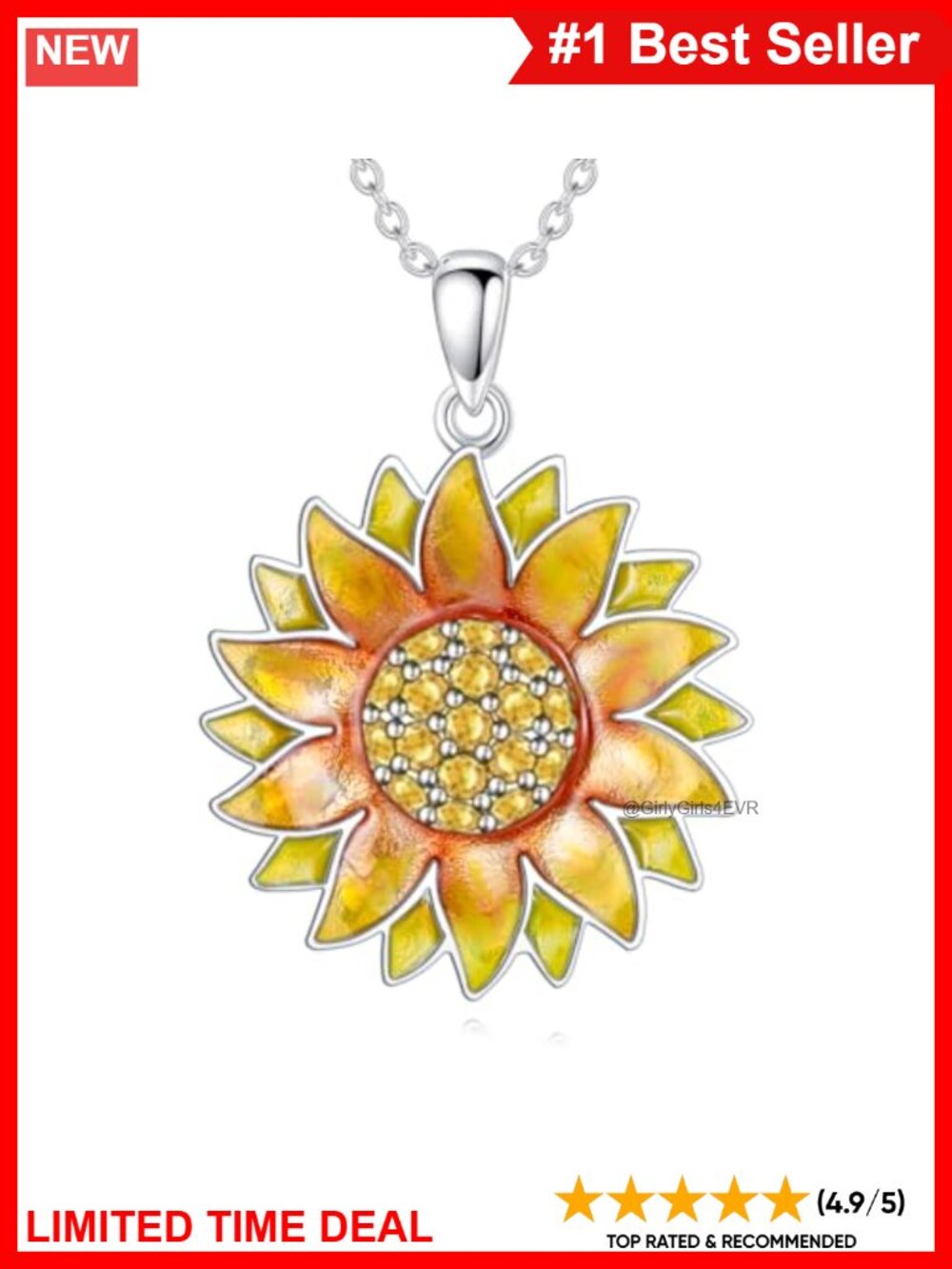 925 Sterling Silver Sunflower Pendant Necklace Dainty Jewelry Gift